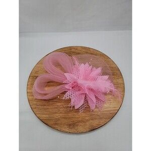 Womens Facinator Pink Mesh, Feathers, Lace Hair Piece Wedding, Party